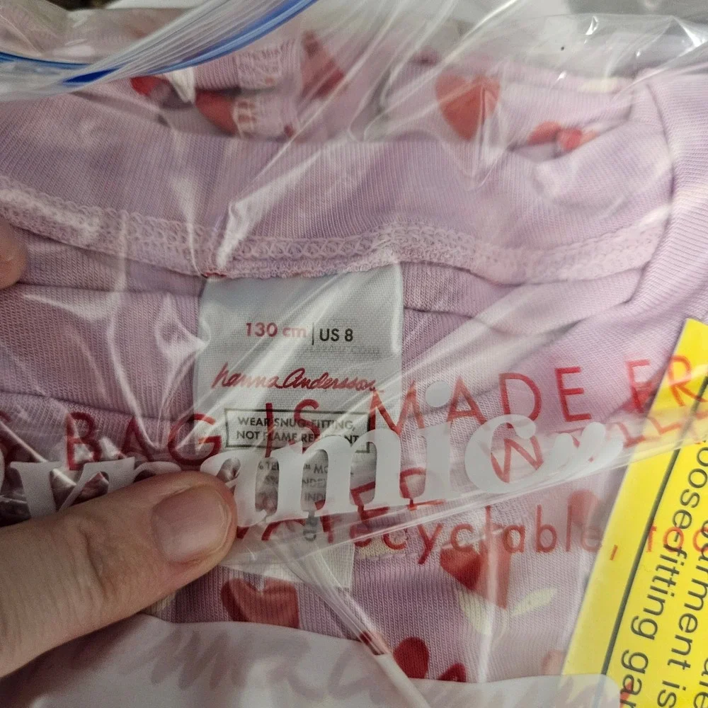 Hanna‎ Andersson Pajama Set 8 Red Heart Tencel Modal Sleepwear Hannasoft NWT